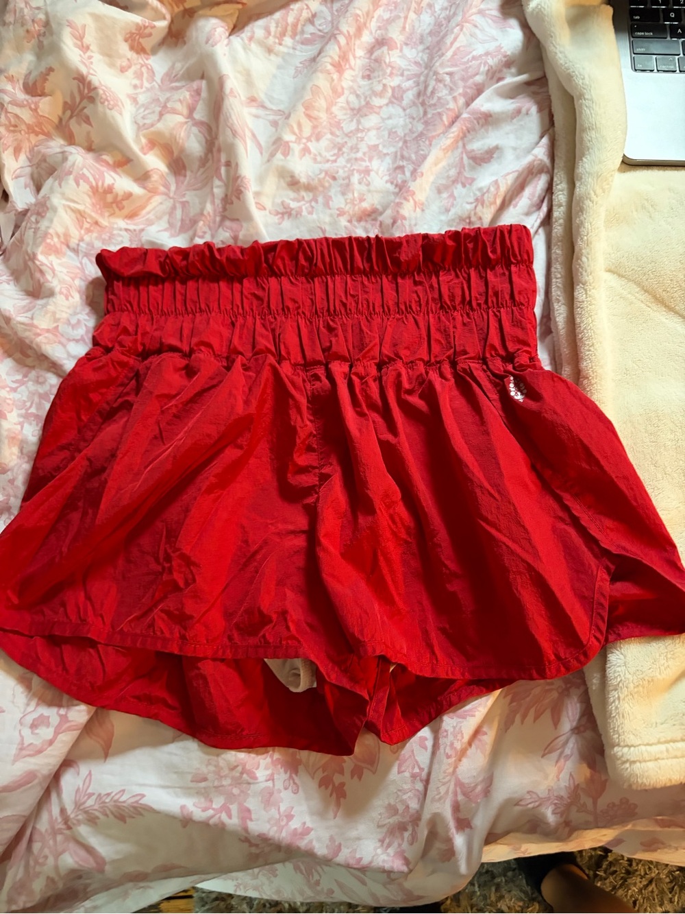 FP Movement by Free People Bright Red Smocked-Waist Athletic Shorts